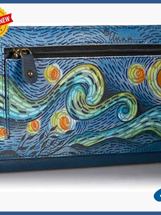 Handmade Custom Cowhide Leather Passport Holder, Slim  Hand-Painted Leather Bifold Wallet with 7 Card Slots & Passport Holder